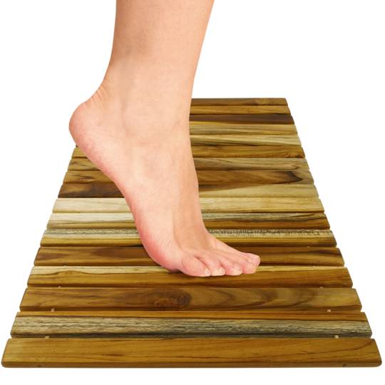 Tarima para ducha y baño enrollable 60 x 40 cm de madera de teca certificada