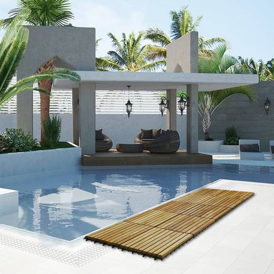 Azulejos 30 x 30 cm 9 ripas em madeira de teca certificada 10 unidades