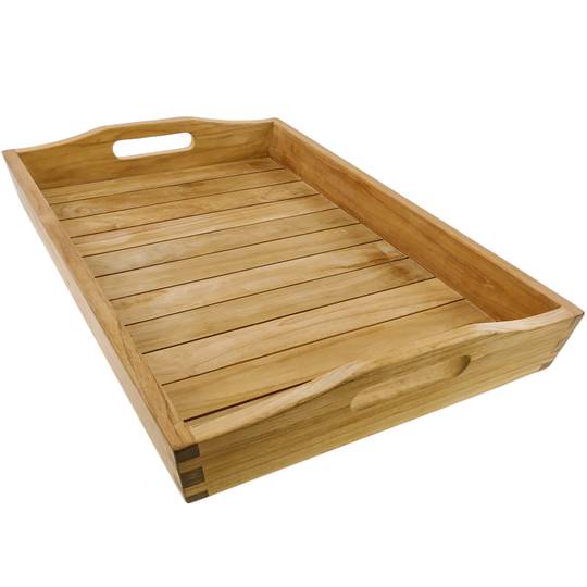 Plateau de bain avec poignées 60 x 40 x 7 cm spa bien-être certifié bois de  teck - Cablematic