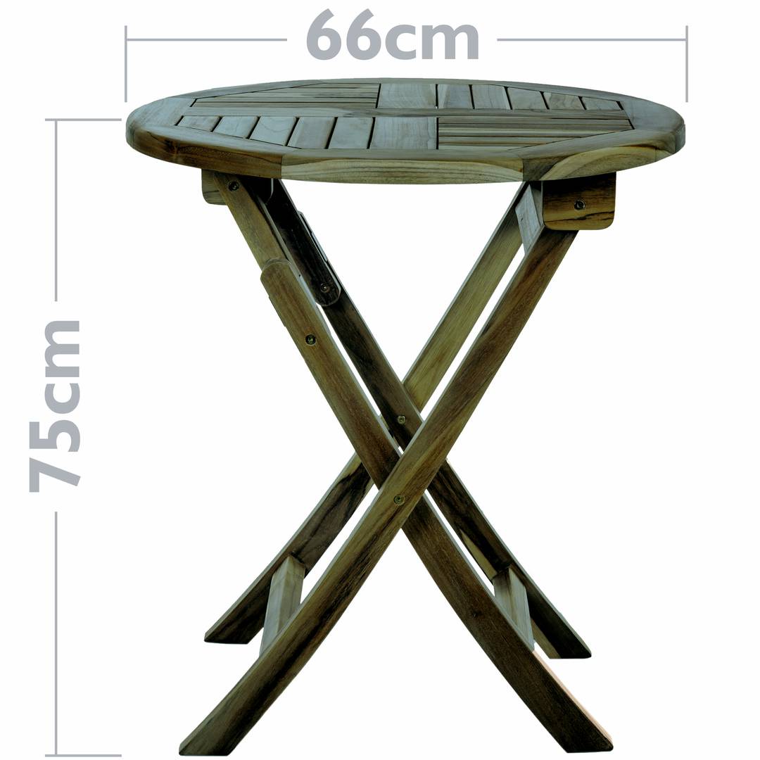 Round Folding Garden Table 66 Cm In, Wooden Folding Table And Chairs For Garden