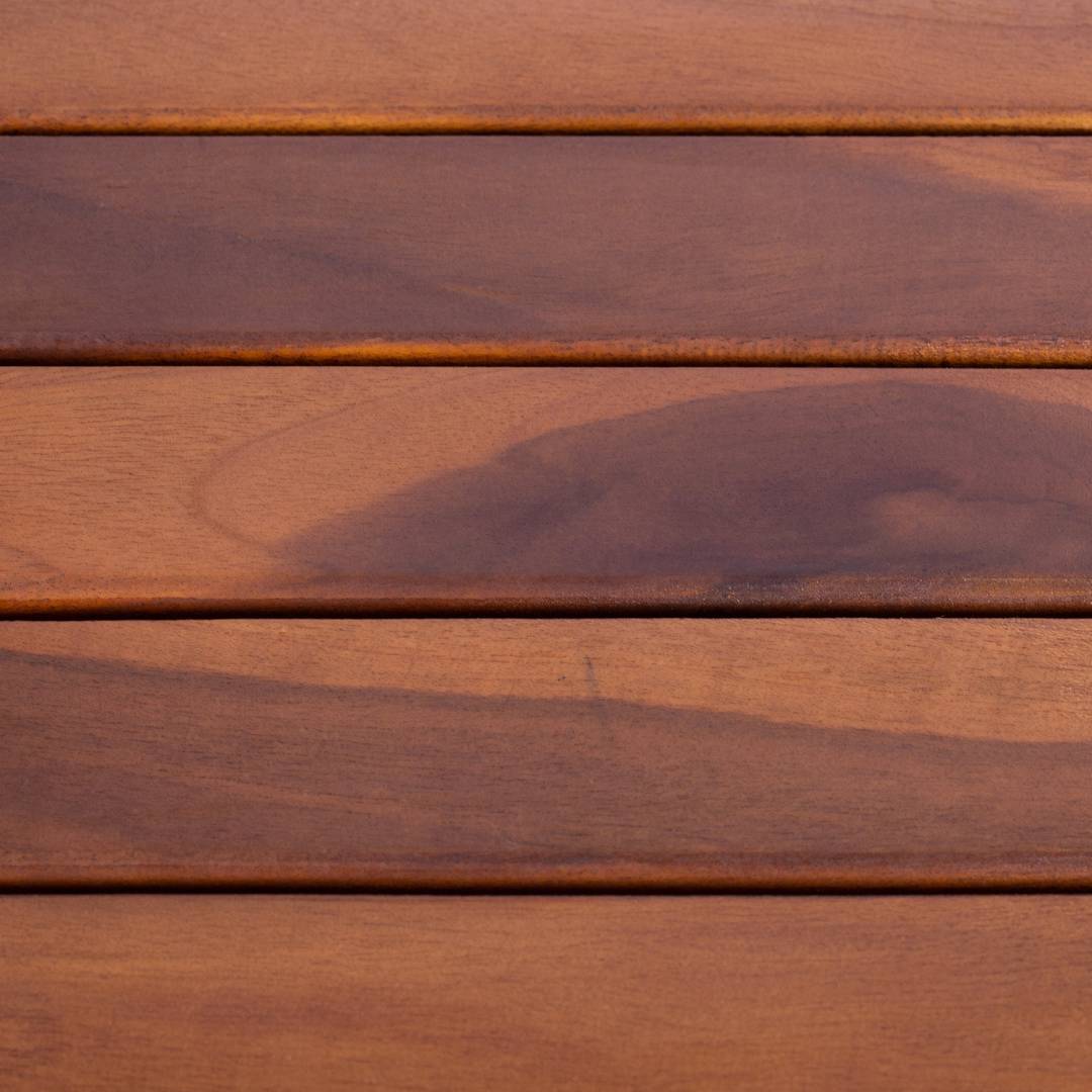 Mesa redonda 80 cm plegable para jardín exterior de madera de teca  certificada - Cablematic