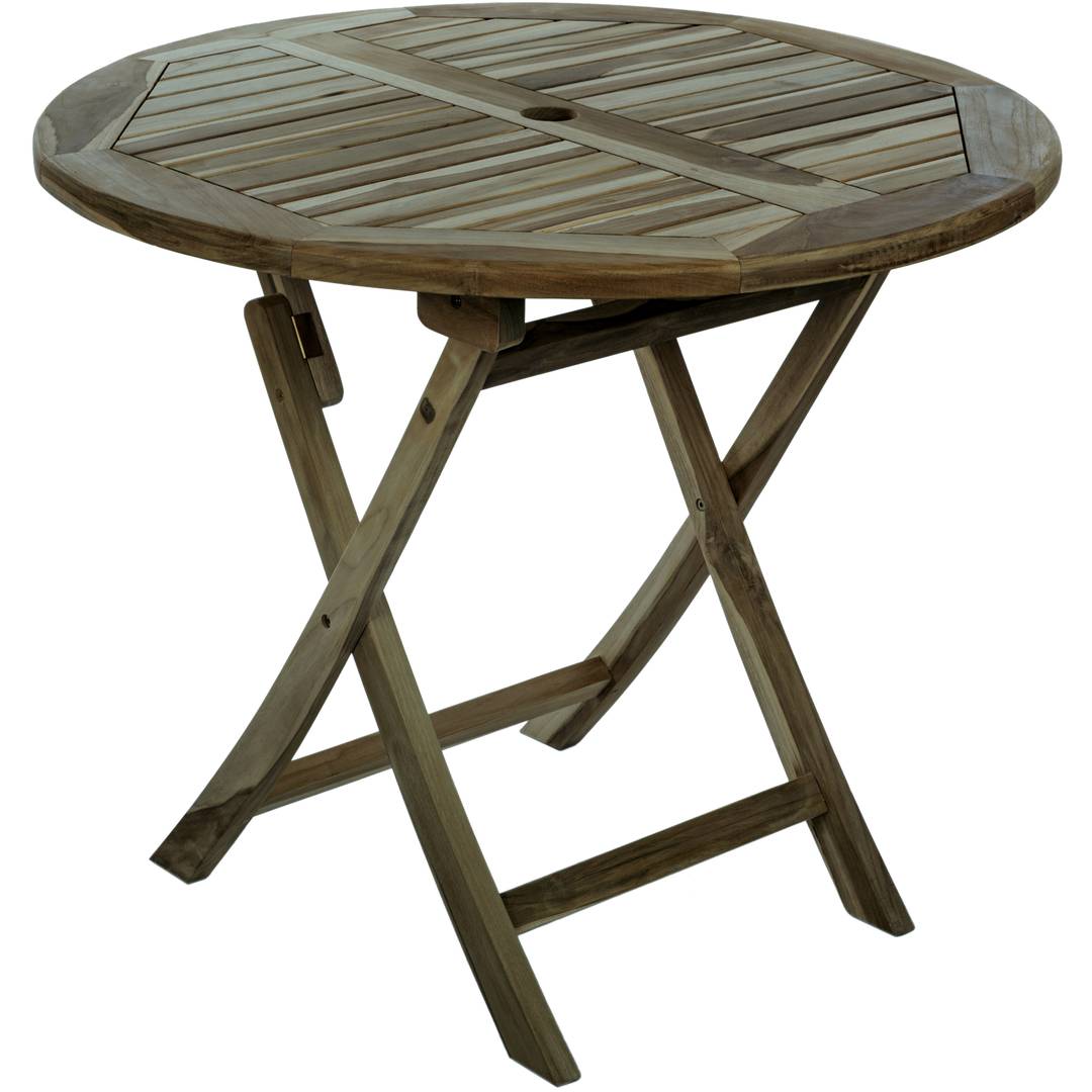 Round Folding Garden Table 90 Cm In, Round Wooden Folding Garden Table And Chairs