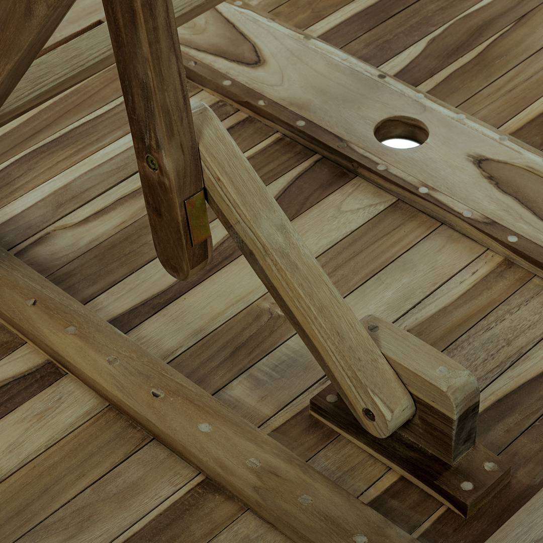 Mesa plegable 135 x 85 cm para jardín exterior de madera de teca  certificada - Cablematic
