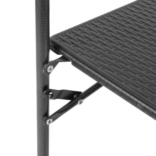 Mesa dobrável retangular para varanda efeito trançado preto 60x36 cm