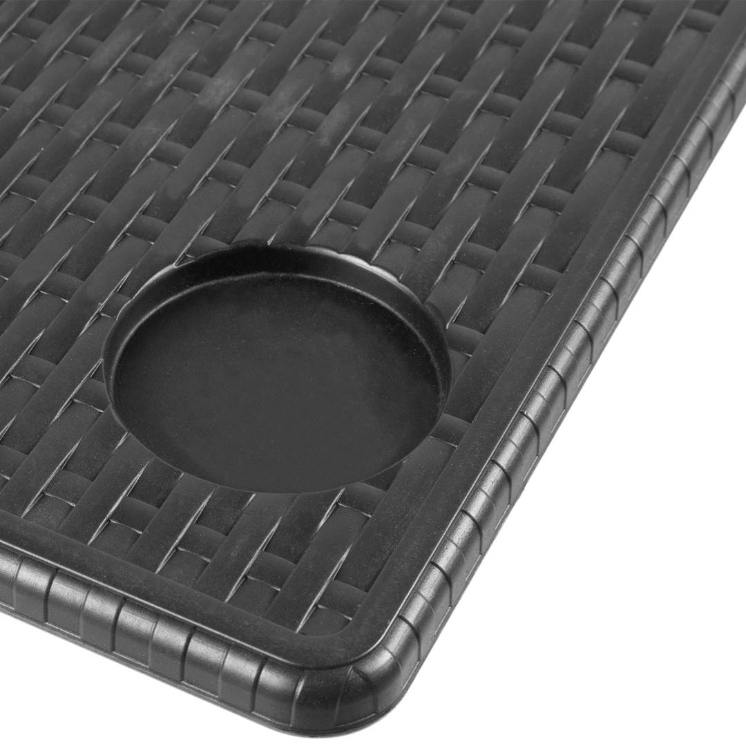 Mesa dobrável retangular para varanda efeito trançado preto 60x36 cm