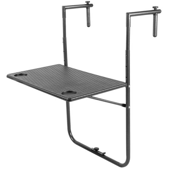 Mesa dobrável retangular para varanda efeito trançado preto 60x36 cm