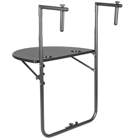 Mesa plegable semicircular para balcón color negro 60x39 cm