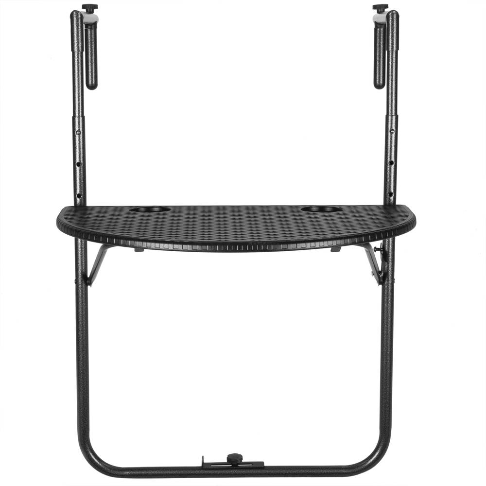 Mesa plegable semicircular para balcón color negro 60x39 cm