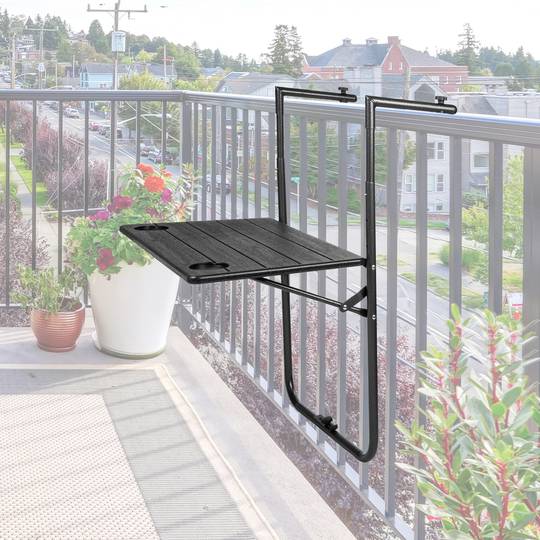 regen Onnodig satelliet Verstelbare rechthoekige tafel voor balkon 60x36cm zwart - Cablematic