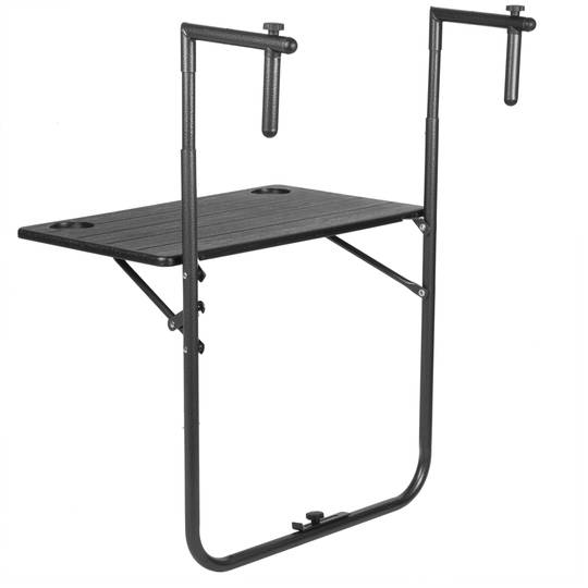 Rechteckiger Klapptisch für Balkon, schwarze Farbe, 60 x 36 cm
