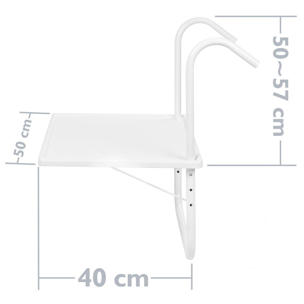 Tavolo rettangolare in polipropilene per balcone 52x40cm bianco