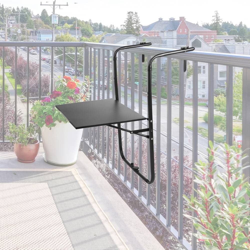 Mesa abatible de metal para balcón 60x40cm negro - Cablematic