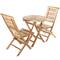 Set ronde tafel 66 cm en 2 stoelen voor buitentuin in gecertificeerd teakhout