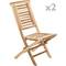 Set ronde tafel 66 cm en 2 stoelen voor buitentuin in gecertificeerd teakhout