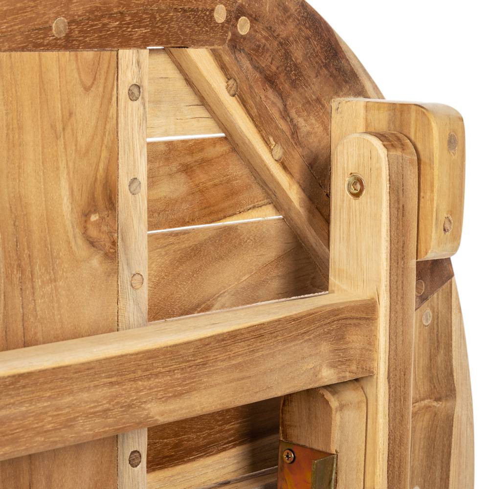 Set runder Gartentisch 66 cm und 2 Stühle für Garten im Freien aus zertifiziertem Teakholz