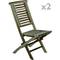 Table ronde 80 cm et 2 chaises pour jardin d'extérieur en bois de teck certifié