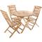 Conjunto de mesa redonda 90 cm y 3 sillas para jardín exterior de madera de teca certificada