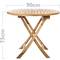 Conjunto de mesa redonda 90 cm y 3 sillas para jardín exterior de madera de teca certificada
