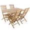 Set of table 135 x 85 cm and 4 chairs for outdoor garden in certified teak wood