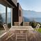 Set of table 135 x 85 cm and 4 chairs for outdoor garden in certified teak wood