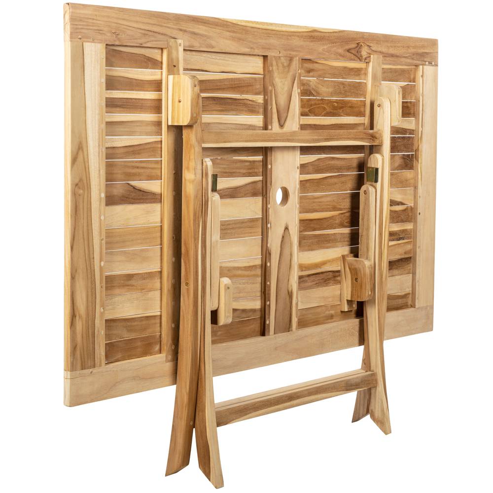 Conjunto de mesa 135 x 85 cm y 4 sillas para jardín exterior de madera de  teca certificada - Cablematic