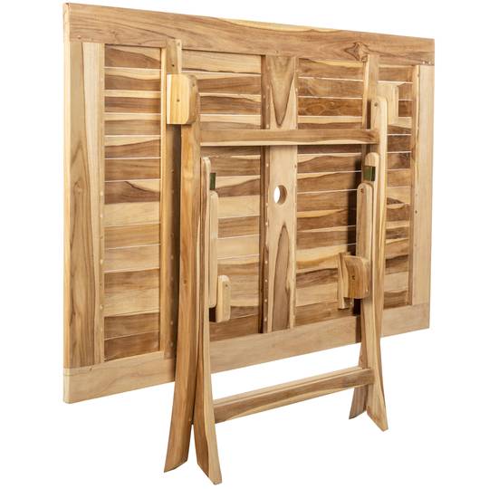 Set of table 135 x 85 cm and 4 chairs for outdoor garden in certified teak wood