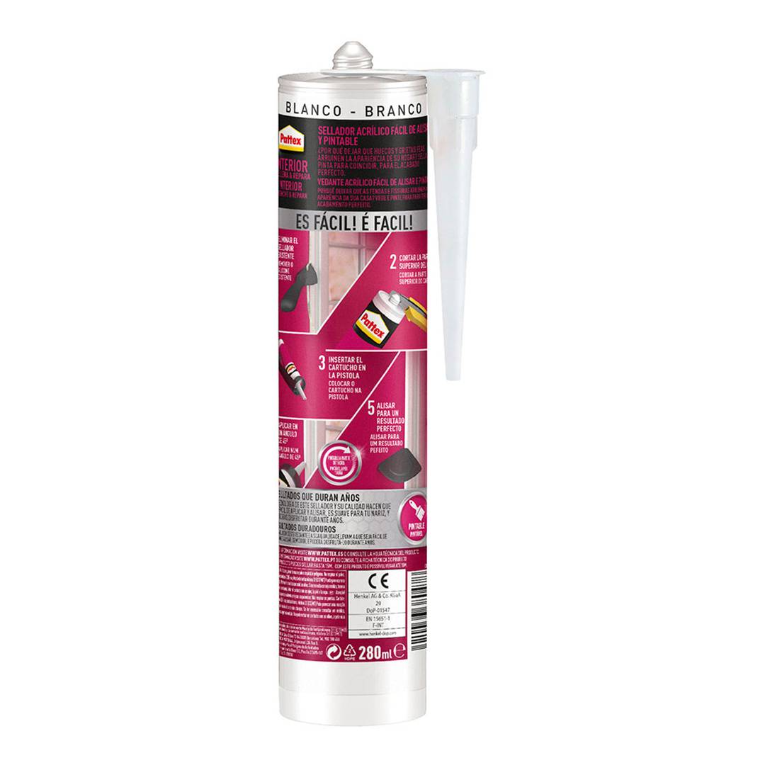 White sealant for interior fills and repairs 280 ml of Pattex