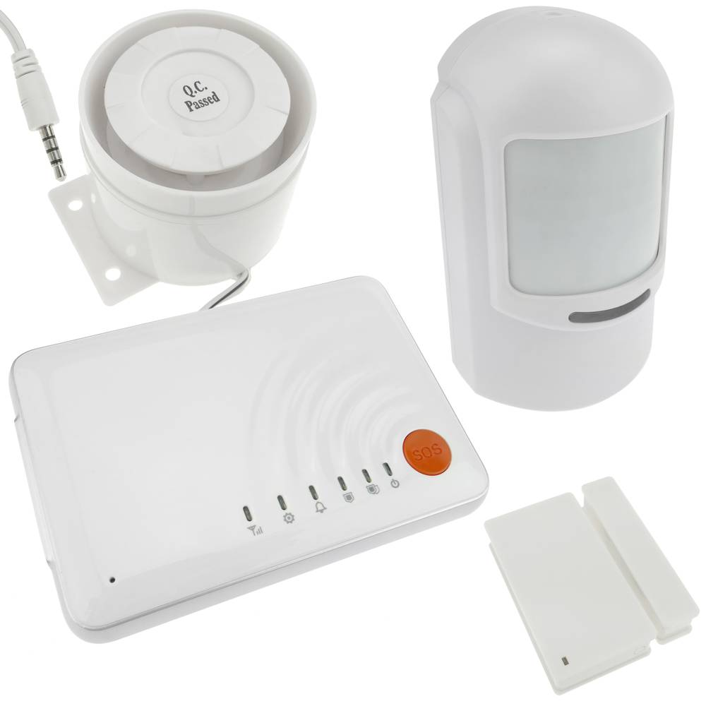 Alarma para GSM compacta con sensores inalámbricos y pulsador de emergencia modelo SS608