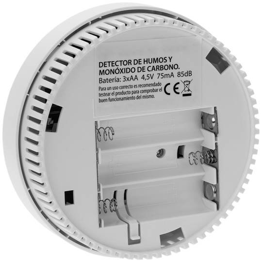 Detector de humo autónomo con indicadores LED, pantalla LCD y alarma acustica