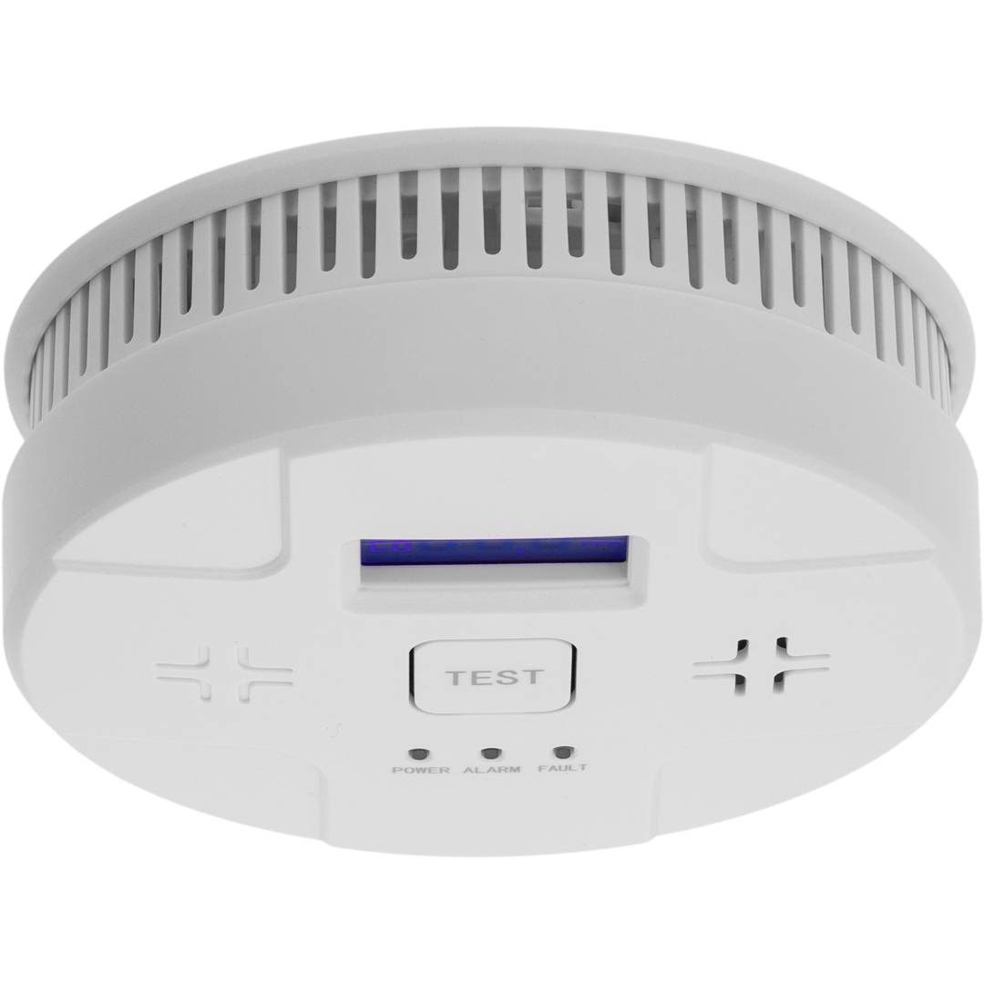 Detector de humo autónomo con indicadores LED, pantalla LCD y alarma acustica