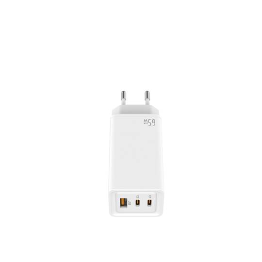 Portable charger 2x USB type C and USB-A 65W white Leotec LECSPH65W3W