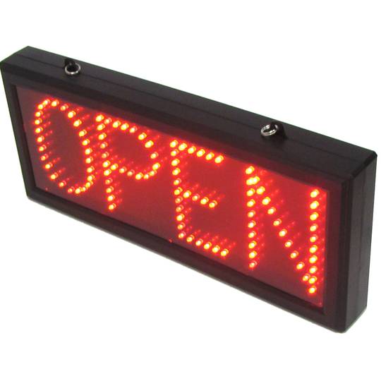 Rótulo LED DisplayMatic con mensaje OPEN rojo - Cablematic