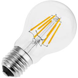 Bombilla LED A60 E27 230VAC 6W luz cálida tipo clásica con filamentos tipo A