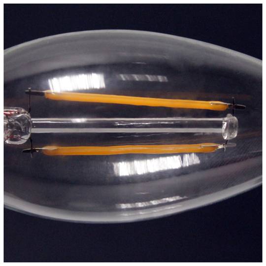 LED bulb C35 E14 230VAC 2W warm light classic type with filaments type B