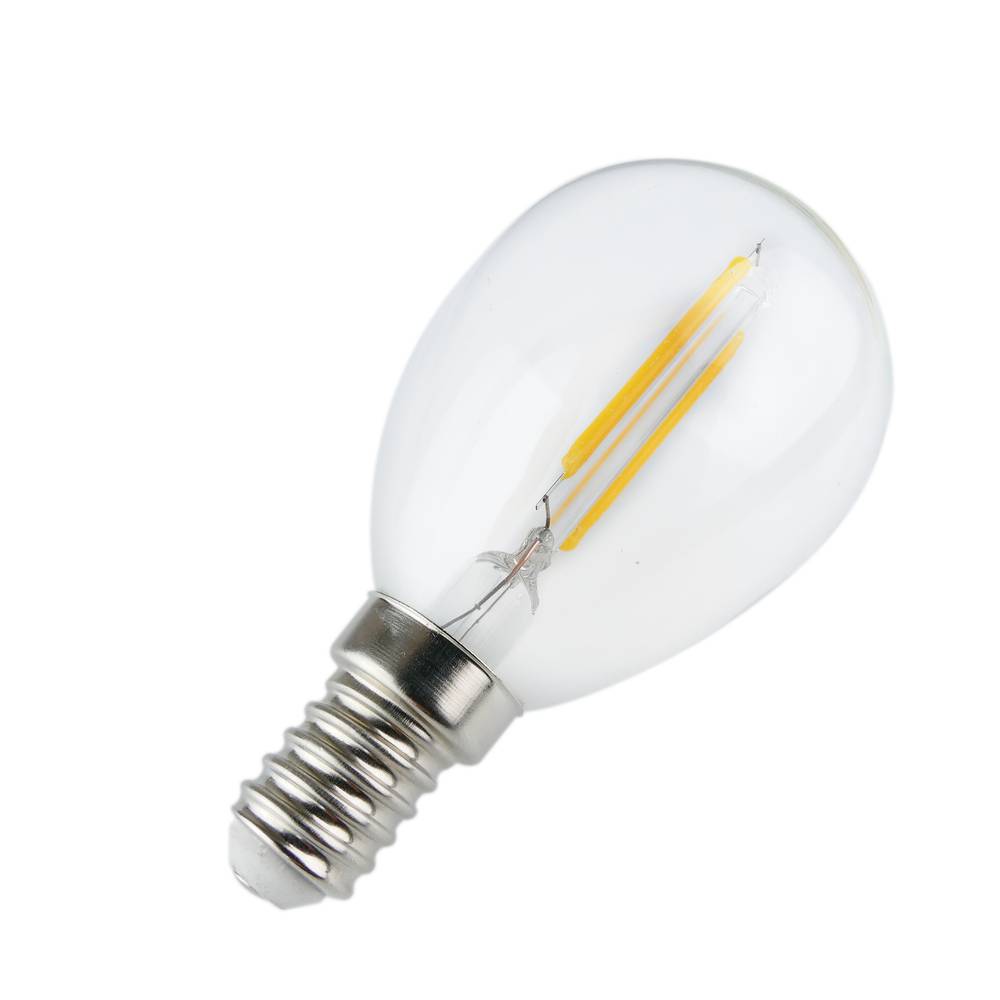 LED bulb light G45 E14 2W 230VAC warm classic type with type A filaments