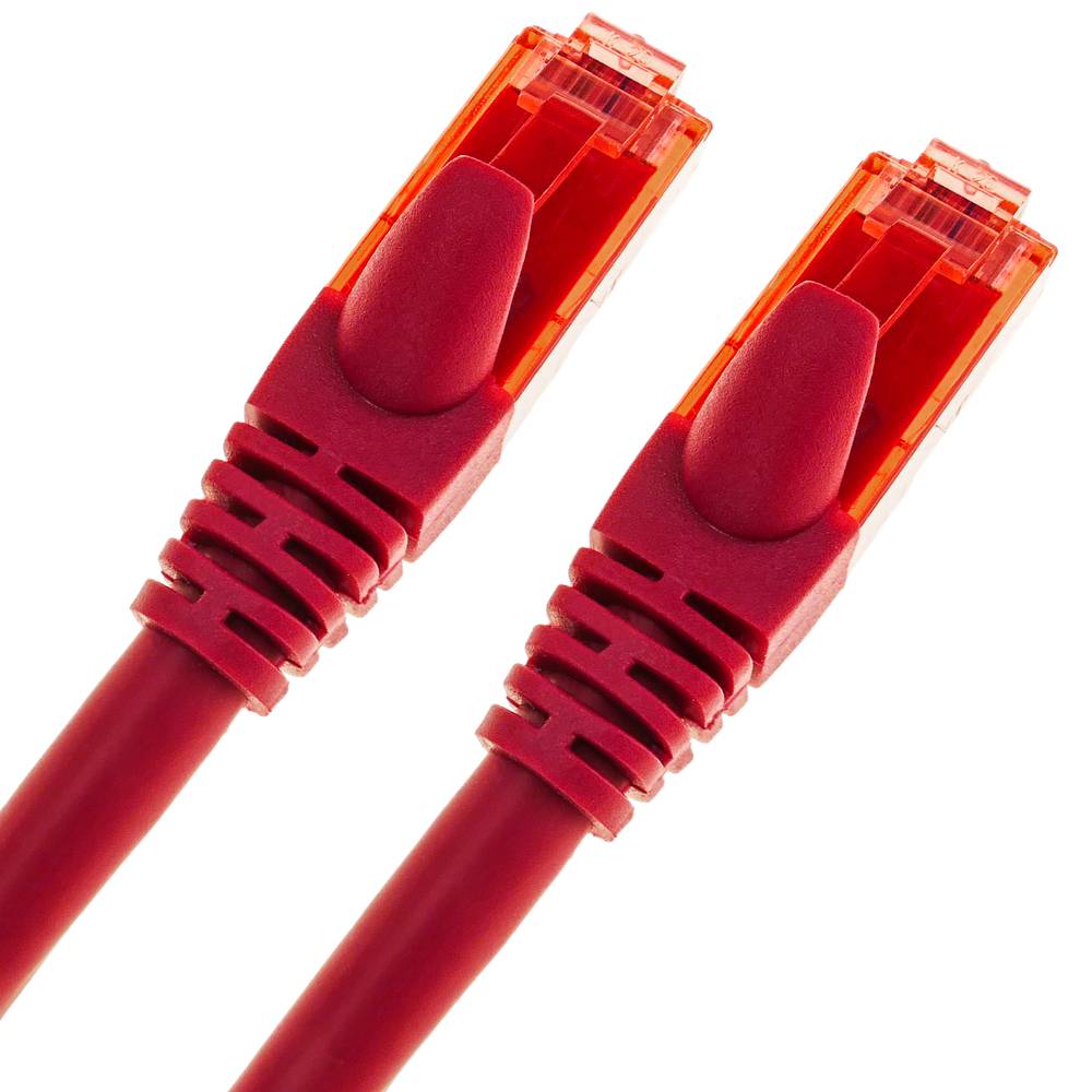 Cabo de rede ethernet LAN RJ45 UTP  24 AWG Ultra flexível Cat. 6A vermelho 3 metros