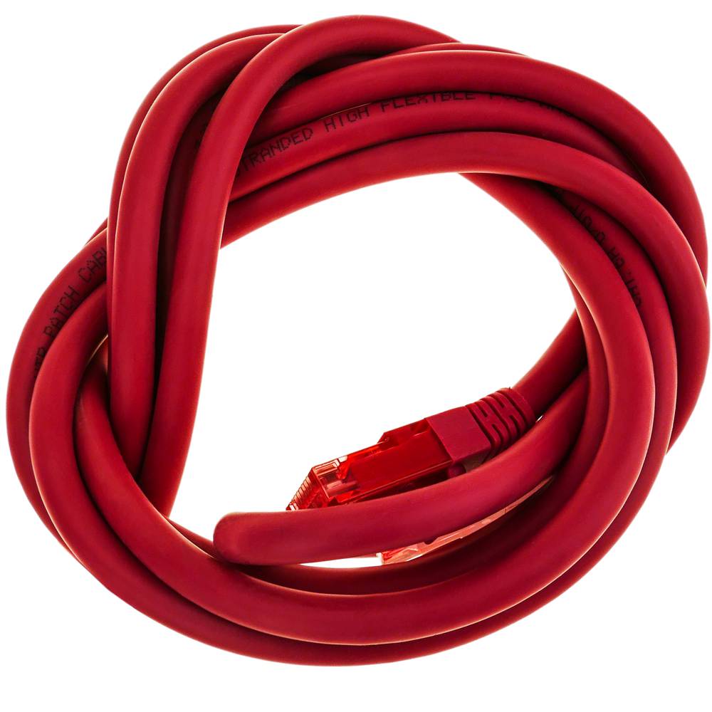 Cabo de rede ethernet LAN RJ45 UTP  24 AWG Ultra flexível Cat. 6A vermelho 15 m