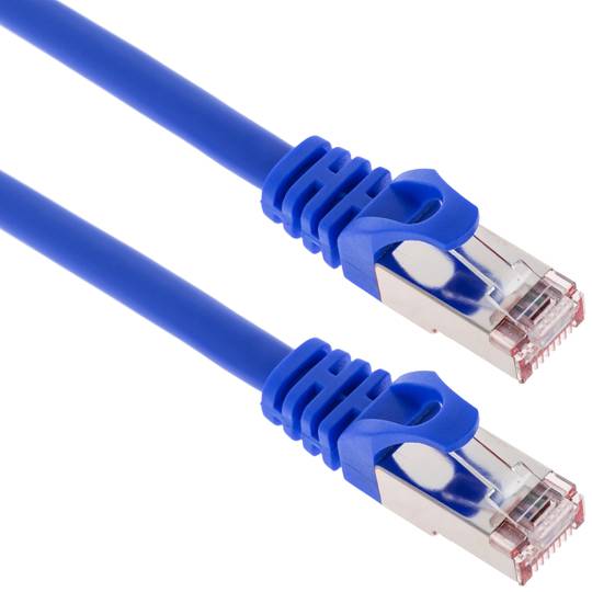 Niebieski kabel sieciowy Ethernet FTP kat. 6a o długości 1 m