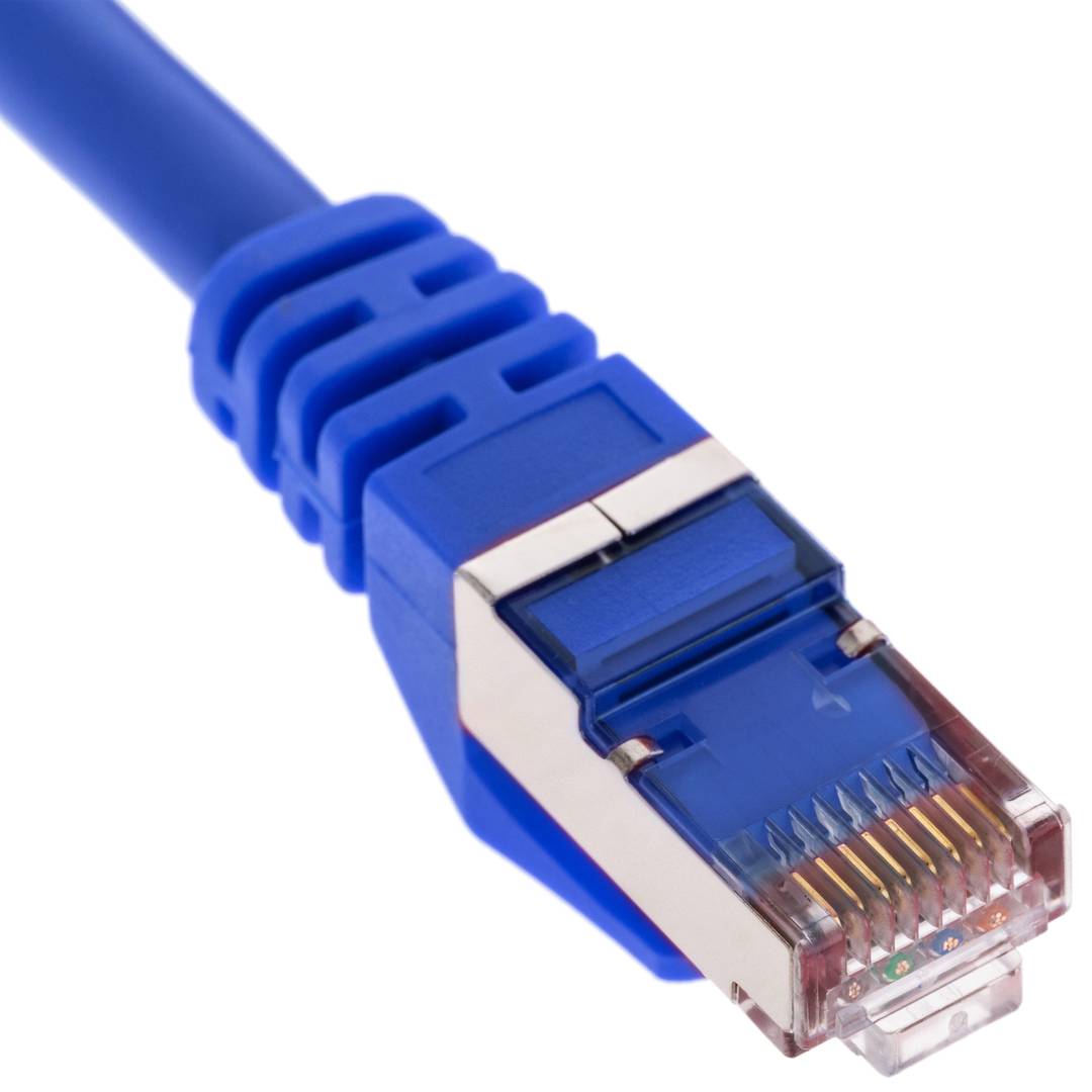 Niebieski kabel sieciowy Ethernet FTP kat. 6a o długości 1 m