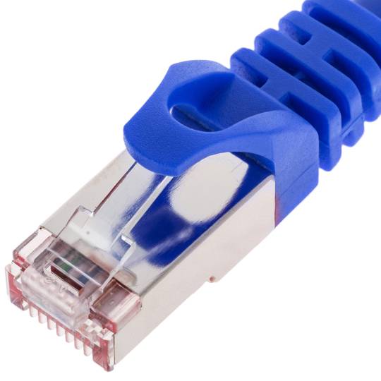 Niebieski kabel sieciowy Ethernet FTP kat. 6a o długości 1 m