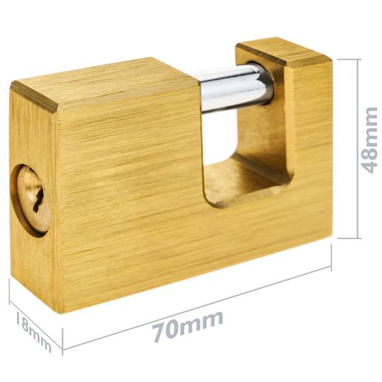 Cadenas de sécurité rectangulaire en laiton massif avec baïonnette 70mm