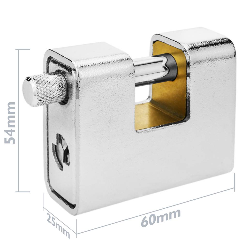 Vorhängeschloss rechteckig aus Stahl und massivem Messing mit Bajonett 60mm