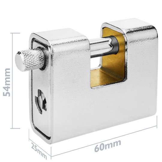 Vorhängeschloss rechteckig aus Stahl und massivem Messing mit Bajonett 60mm