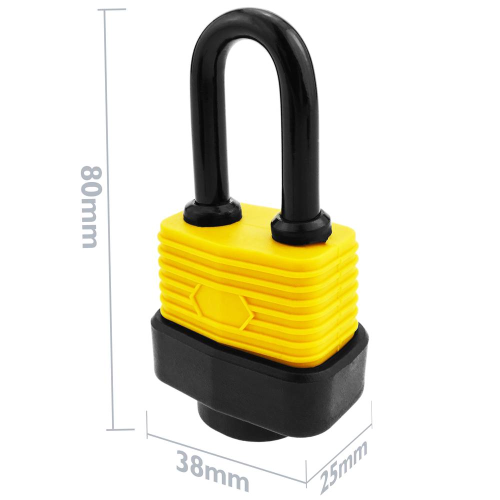 Stalen veiligheidshangslot met externe bescherming IP44 30 mm boog 80mm