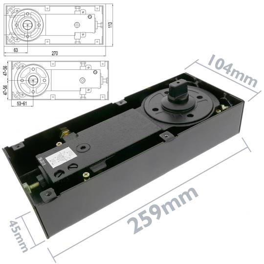 Deur dichterbij. Automatische deursluiting 80kg 700-900mm 259x104x45mm