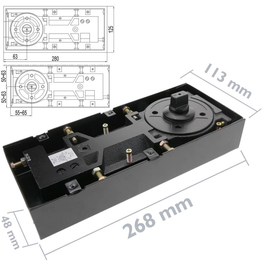 Samozamykacz Automatyczne zamykanie drzwi 110 kg 900-1250 mm 268 x 113 x 48 mm