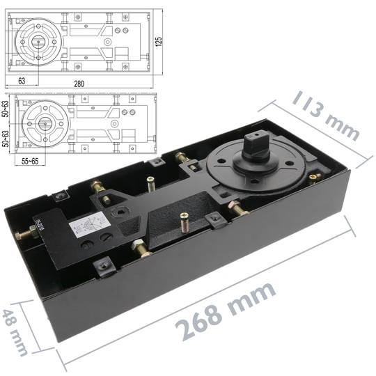 Samozamykacz Automatyczne zamykanie drzwi 110 kg 900-1250 mm 268 x 113 x 48 mm