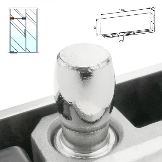 Zawias stały Pernio i aluminium do szklanych drzwi do samozamykaczy podłogowych