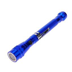 Uitschuifbare en verstelbare aluminium zaklamp met 3 LED's en blauwe kleur