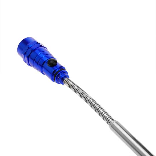 Linterna de alumínio extensível e orientable con 3 LEDs y da cor azul